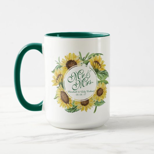 Mok voor persoonlijk gebruik op zonnebloempjes (Links)