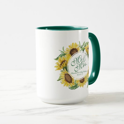 Mok voor persoonlijk gebruik op zonnebloempjes (Voorkant rechts)