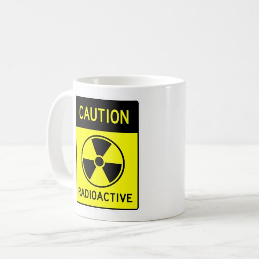 Mok voor RADIOACTIEVE gebarentaal met zeer vette b (Voorkant links)