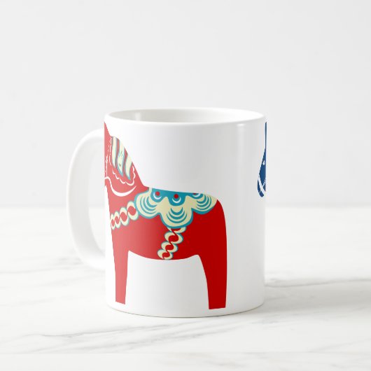 Mok voor rode en blauwe Dala Horse Coffee (Voorkant links)