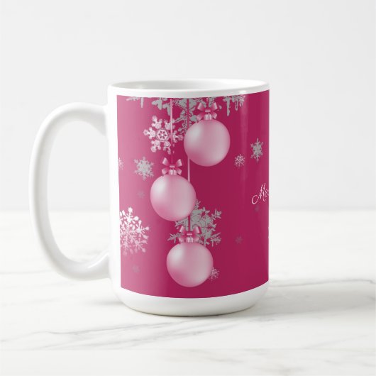 Mok voor roze kerstversiering (Links)