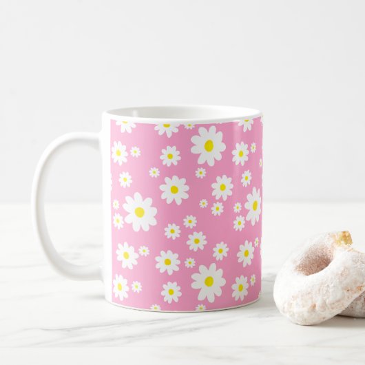 Mok voor roze koffie in het voorjaar van het Patro (Met donut)