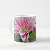 Mok voor roze stargazer lily florale koffie (Voorkant links)