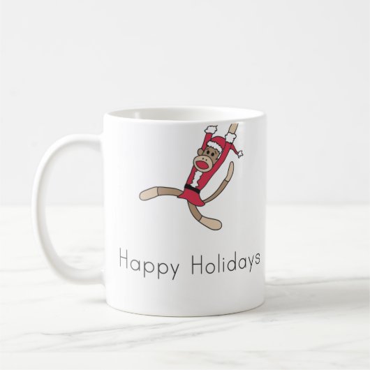 mok voor sock - monkey kerstkoffie (Links)
