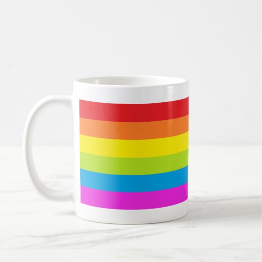 Mok voor stripe koffie van heldere regenboog (Links)