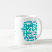 Mok voor twee-toonkoffie voor boten en hoes (Voorkant rechts)