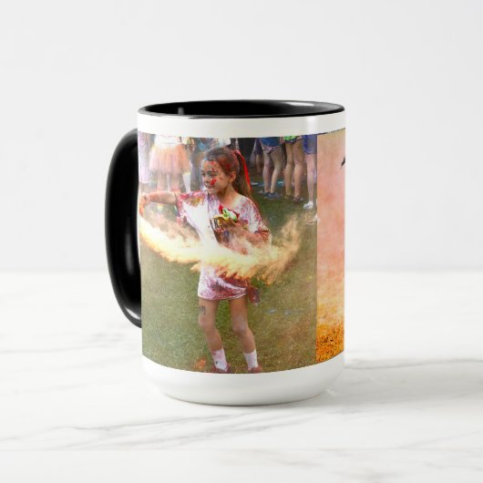 Mok voor tweetone koffie afspelen in kleurenrun (Voorkant links)