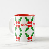 Mok voor tweetone koffie met Frans kerstfeest Holl (Voorkant links)
