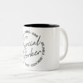 Mok voor tweetone koffie voor maatschappelijk werk (Voorkant rechts)