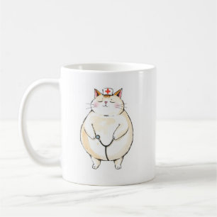 Mok voor verpleegster met dikke kat - Grappig cade