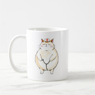 Mok voor verpleegster met dikke kat - Grappig cade