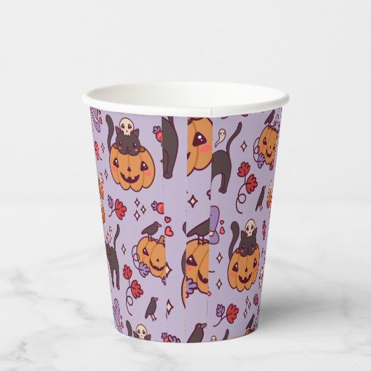 Mok voor versiering van koffie met halloween-patro papieren bekers (Rechts)