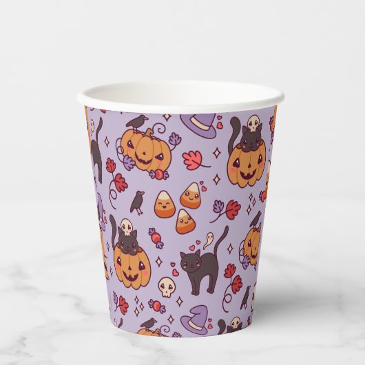 Mok voor versiering van koffie met halloween-patro papieren bekers (Voorkant)