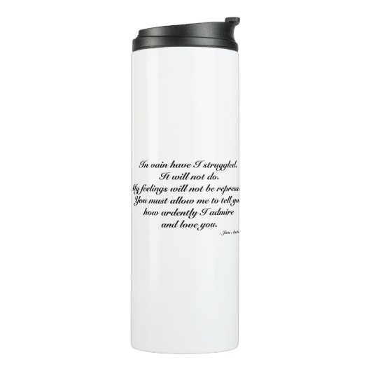 Mok voor vrouw. Romantische/pret quote, Jane Auste (Gedraaid links)
