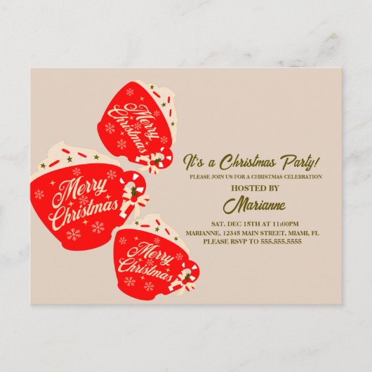 Mok voor warme chocolade voor kerstfeestjes briefkaart (Voorkant)