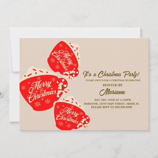 Mok voor warme chocolade voor kerstfeestjes kaart (Voorkant)