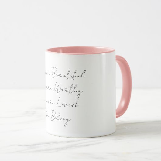 Mok voor zelfzorg en bevestiging voor ochtendrefle (Voorkant rechts)