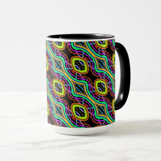 Mok voor zwart en gekleurd patroonontwerp (Voorkant rechts)