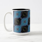 Mok voor zwarte en Blauwgroen Abstracte Floral Dia (Links)