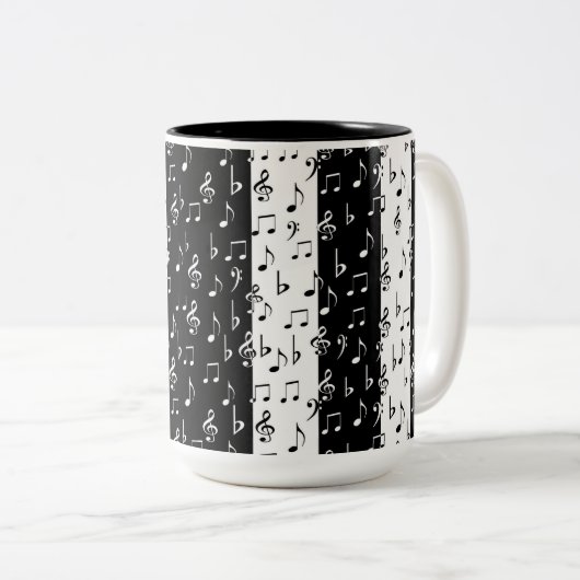 Mok voor zwarte en witte muziekstrips (Voorkant rechts)