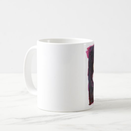 mok voor zwevende kop koffie. (Voorkant links)