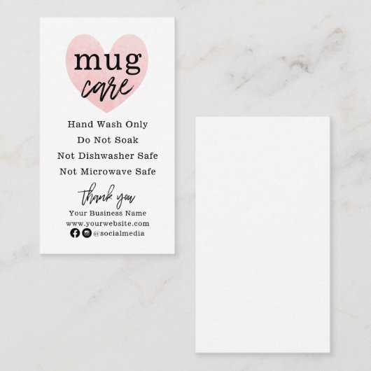 Mok wasinstructies Visitekaartje (Voorkant / Achterkant)