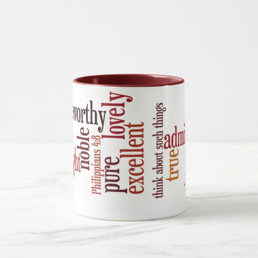 mok "Wat ook is": Filippijnen 4:8 (Midden)