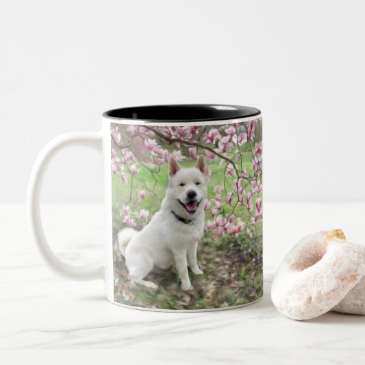Mok - White Akita (Met donut)