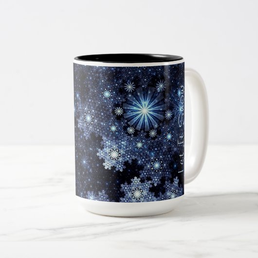 Mok wintery Blue Snowflake Pattern (Voorkant rechts)