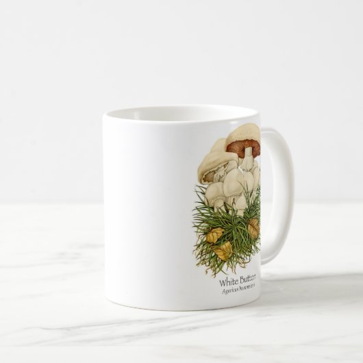 Mok witte Button paddenstoel koffie (Voorkant rechts)