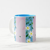 Mok-Witte Dagen over blauw en draagbaar design Tweekleurige Koffiemok (Voorkant links)