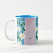 Mok-Witte Dagen over blauw en draagbaar design Tweekleurige Koffiemok (Links)