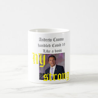mok witte koffie met pic van Andrew Cuomo