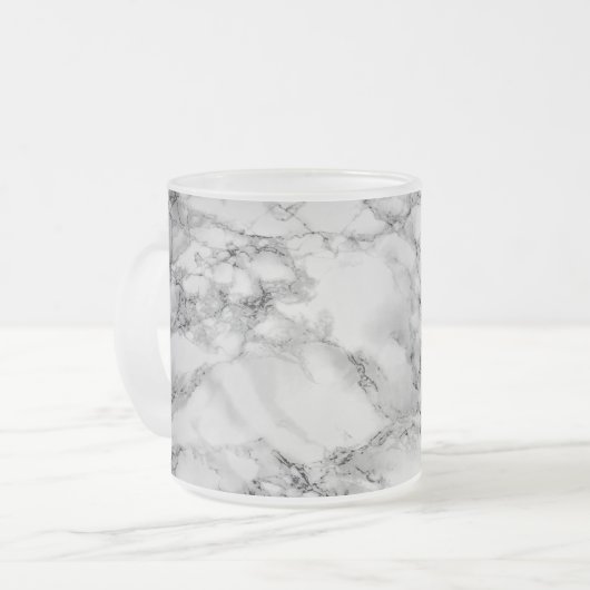 Mok witte marmer - modern design (Voorkant links)