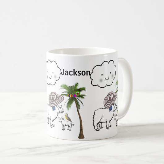 Mok wolken met witte schapenpalm (Voorkant rechts)