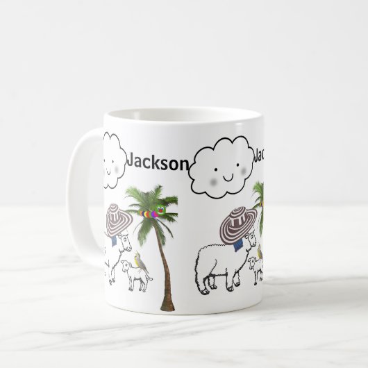 Mok wolken met witte schapenpalm (Voorkant links)