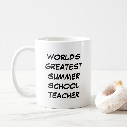 mok "World's Greatest Summer School Teacher" (Met donut)