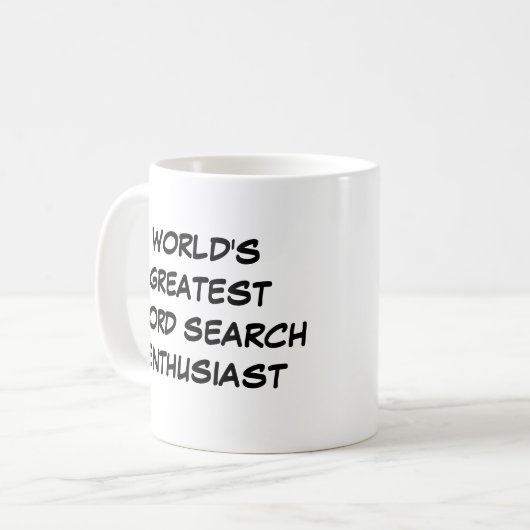 mok "World's Greatest Word Search Enthusiast" (Voorkant links)