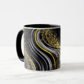Mok Wrap: Zwart Marmer & Glitter Design (Voorkant links)