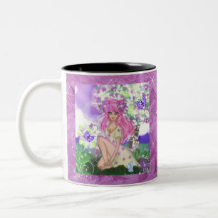 Mok Young Girl Sitting with PurplelButterflies
