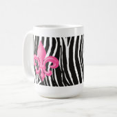 Mok Zebra Print Coffee met warmroze fleur de Lis (Voorkant links)