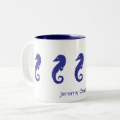 Mok - Zee Paarden (marineblauw) (Voorkant links)