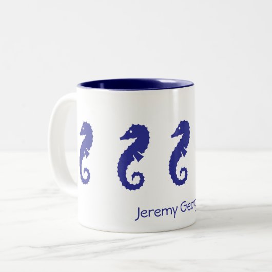 Mok - Zee Paarden (marineblauw) (Voorkant links)