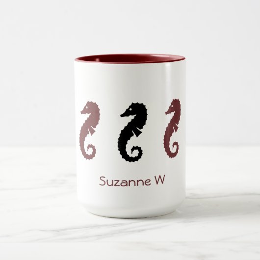 Mok - Zee Paarden met naam (kastanjebruin & zwart) (Midden)