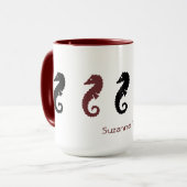 Mok - Zee Paarden met naam (kastanjebruin & zwart) (Voorkant links)