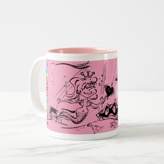 MOK: "Zeemeermin" Tweekleurige Koffiemok (Voorkant links)