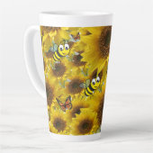 Mok zonnebloem Butterfly Bumblebee Latte (Linkerhoek)