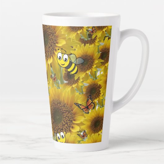 Mok zonnebloem Butterfly Bumblebee Latte (Rechts)