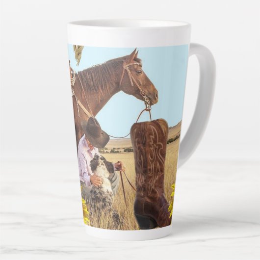 Mok zonnebloem Cowboy Horse Latte (Rechterhoek)