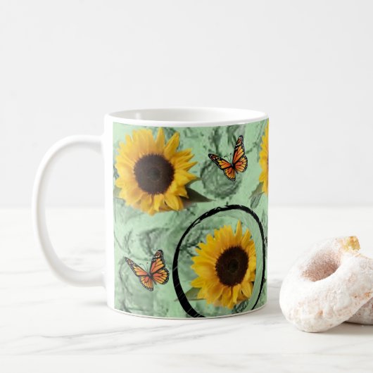 Mok zonnebloemen (Met donut)